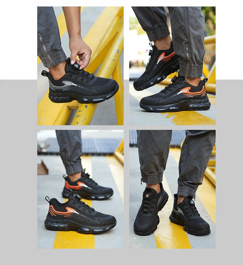 Work Shoes for Men Slip Resistant Comfortable Cushioned Insoles Safety Toe Lightweight Sneakers Anti-smash Industrial Shoes - Belvar