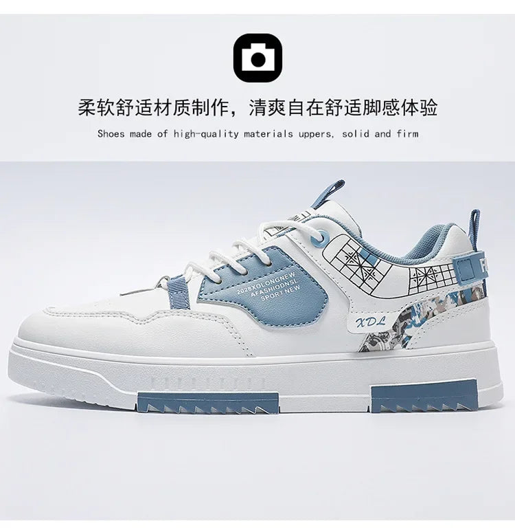 Men's shoes 2024 summer new breathable white shoes men's trendy and versatile thick soled sports board shoes trendy shoes - Belvar