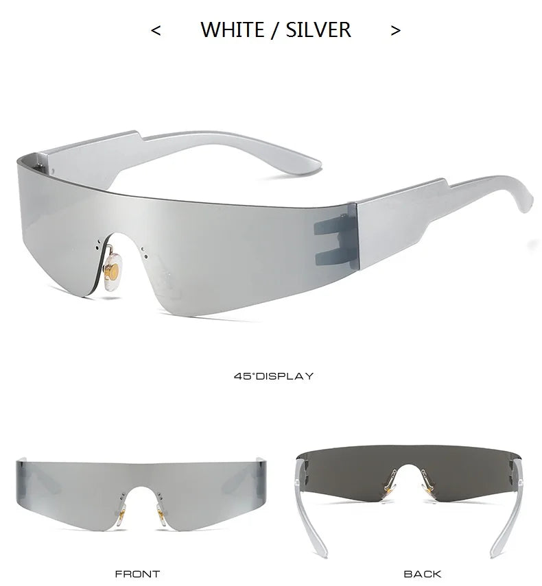 2000S Aesthetic Y2K Sunglasses Men One Piece Sports Sun Glasses Women Vintage Wrap Around Shades Fashion Punk Goggle Eyewear
