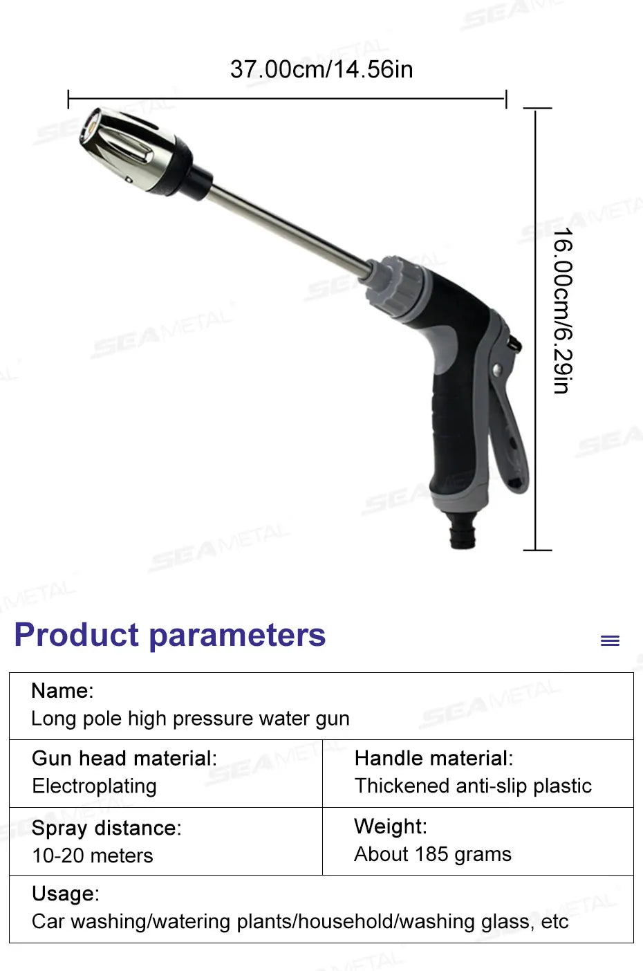 SEAMETAL High Pressure Car Wash Gun Foam Pots Lances Irrigation Tools Adjustable Sprinkler Car Home Garden Watering Tool Set