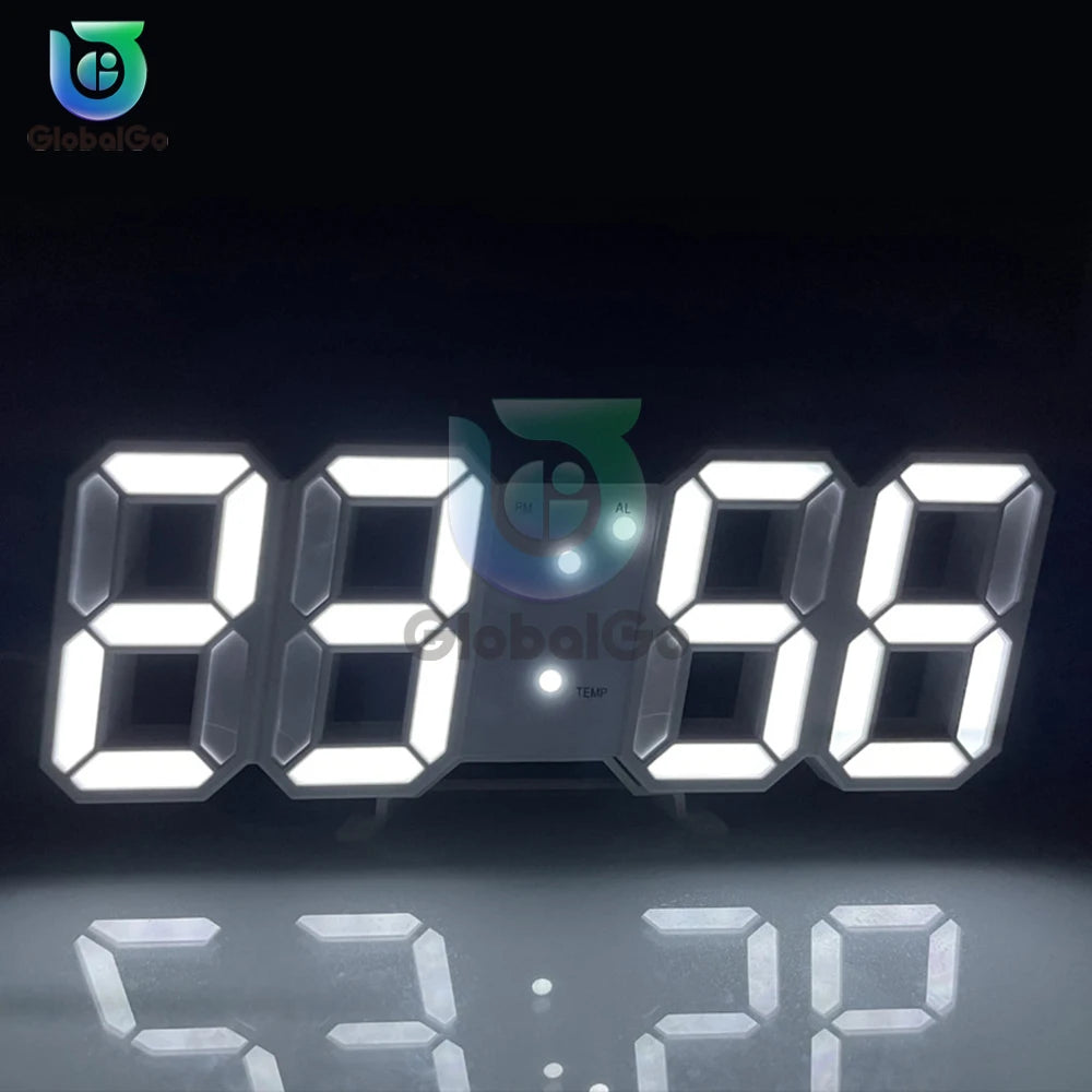 3D LED Digital Clock Luminous Fashion Wall Clock Multifunctional Creative USB Plug in Electronic Clock Home Decoration
