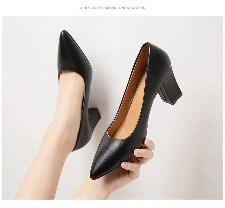 High Heels Women 2022 New Korean Style Pointed Shallow Mouth Thick Heel Fashion Shoes Sapatos De Mujer - Belvar