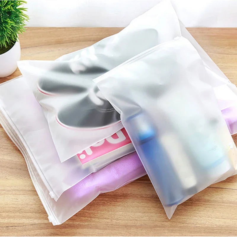5pcs Plastic Repeatable Zipper Bag Make Up Cosmetic Travel Storage Bag Organizador Shoes Bag Waterproof Cloth Storage Organizer - Belvar