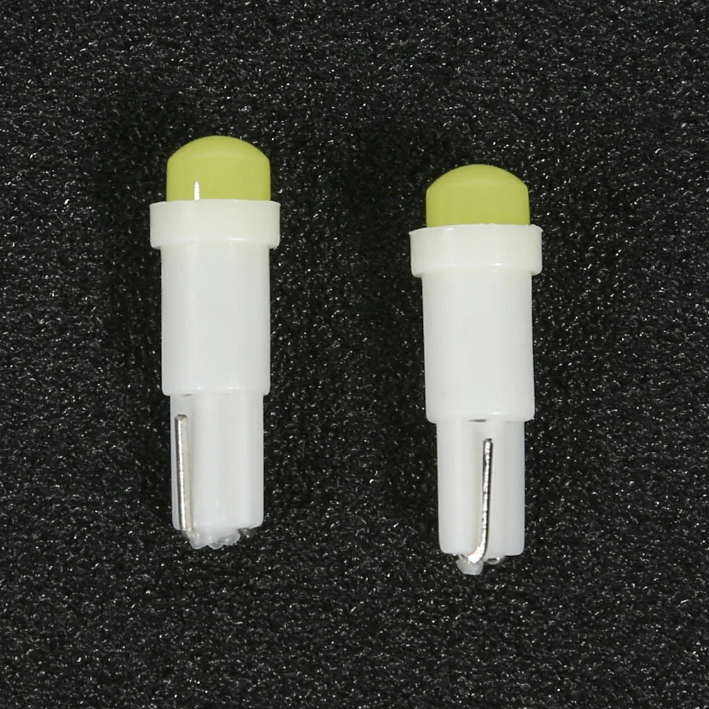 10pcs T5 3D COB LED Car Instrument Cluster Lamp Indicator Reading Light Bulbs Color Temperature 6,000K Brightness 120LM