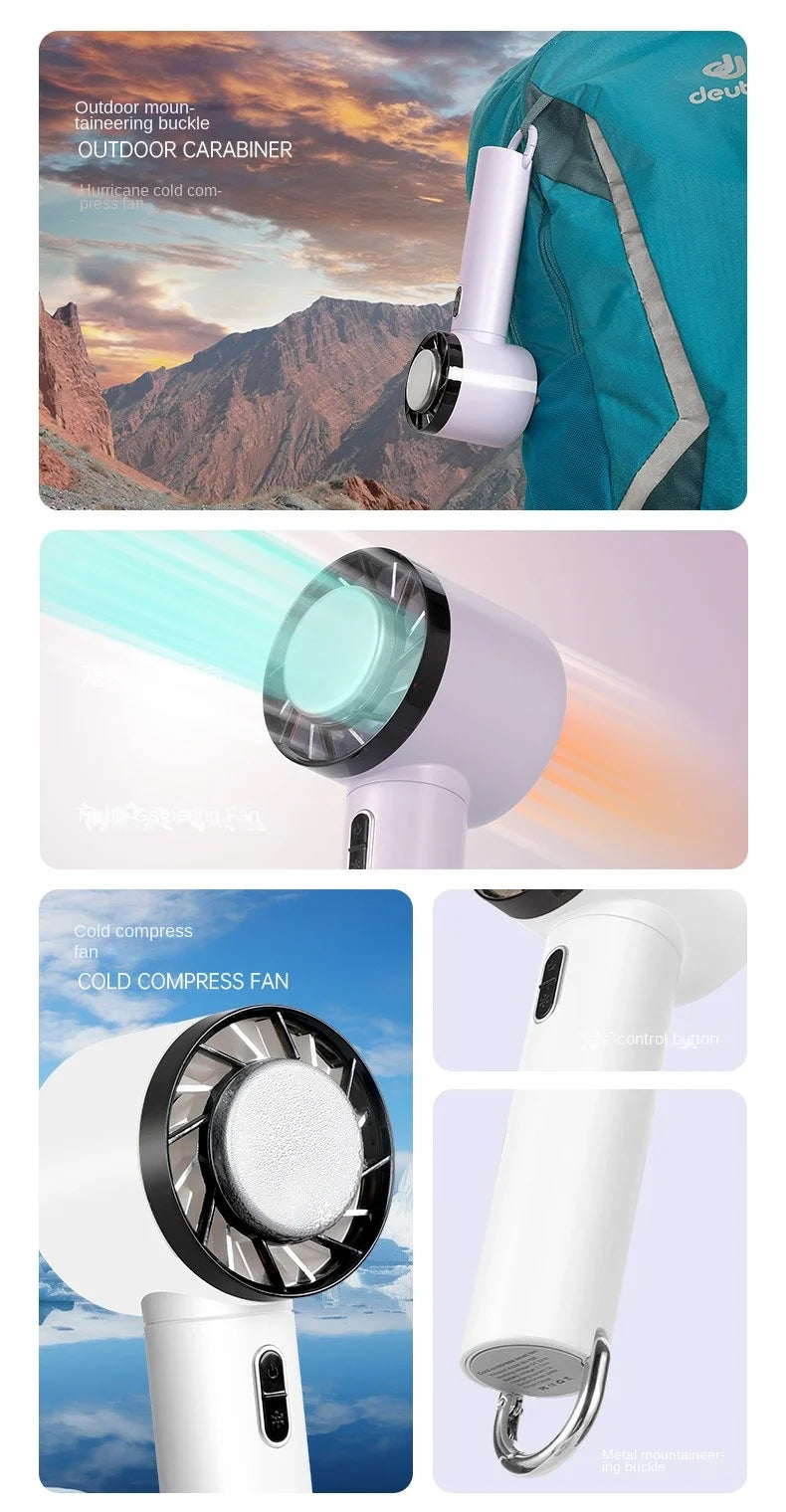 Portable Hand Fan Cooling refrigeration Hanging backpack small fan outdoor 2000mAh usb Rechargeable Handheld Fan