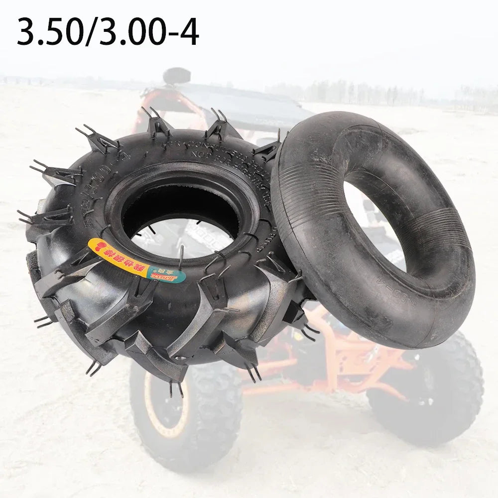 3.50/3.00-4 inches Inner Tyre & Outer Tyre Thickened Rubber Wear Resistant for Lawn Mowers Hand Trucks ATV Quad Bike Moto Parts