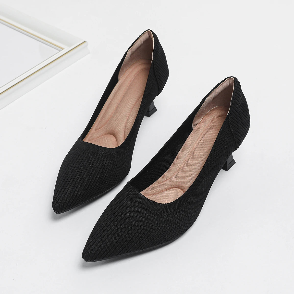 Women's High Heels Fashion Pattern Soft Knitted Comfortable Breathable Shoes 2025 New (6cm High) - Belvar