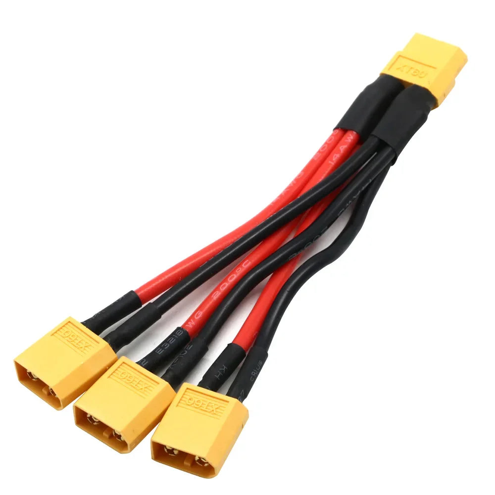 Silicon wire XT60 parallel battery connector male/female cable double extension Y splitter/RC battery motor with 3 way 14AWG