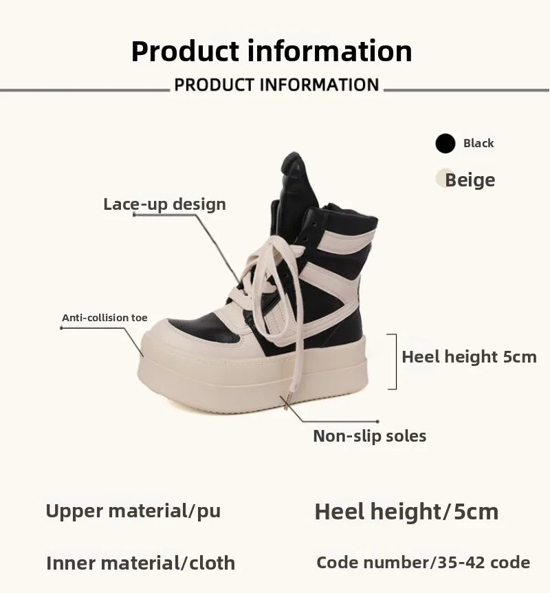 Shoes for Women Women's Ankle Boots Trendy Retro High-top Women's Shoes Fashion Casual Chunky Platform Luxury Designer Sneakers - Belvar