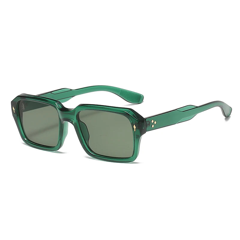 2024 New Square Sunglasses Personalized Sunscreen Ink High Quality Men's Retro Black Classic Rivet Fashion Glasses