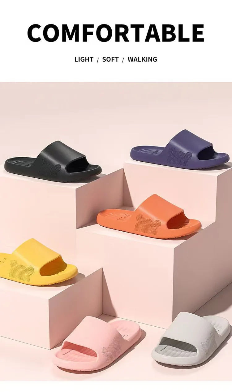 Soft Slippers Couples Home Outdoor Slipper Summer Women Bedroom Thick Bottom Shoes Beach Sandals Men Flip Flops Shower Shoes