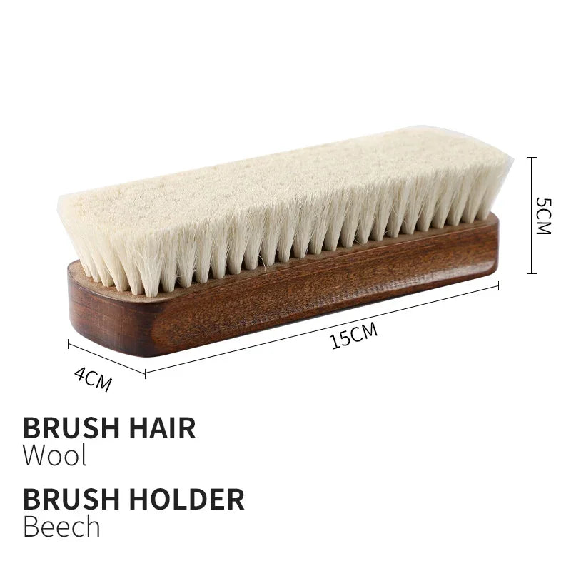 Shoe brush wool hair leather care shoe polish boot cleaner shoe care Multifunctional Soft wool shoe brush with wooden handle