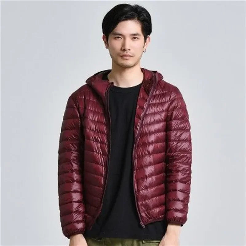 Trendy Lightweight Down Cotton Coat Men's Stand Collar Slimming Smooth Cotton Jacket For Youth Men Casual Scene