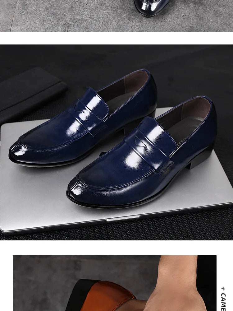 Men's Shoes Loafers Dress Man British Casual Single Leather Small Square Toe Mens Genuine Shoe Formal Black Elegant Good Quality - Belvar