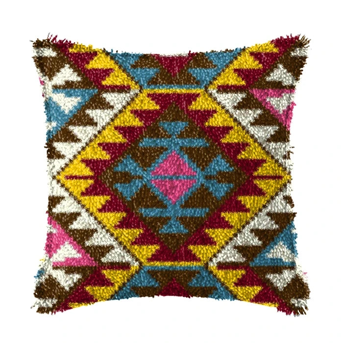 Smyrna Flower Latch Hook Kit Mats Cushion Pillow DIY Crafts Simple Cushion Embroidery Latch Hook Rug Needlework Button Packages