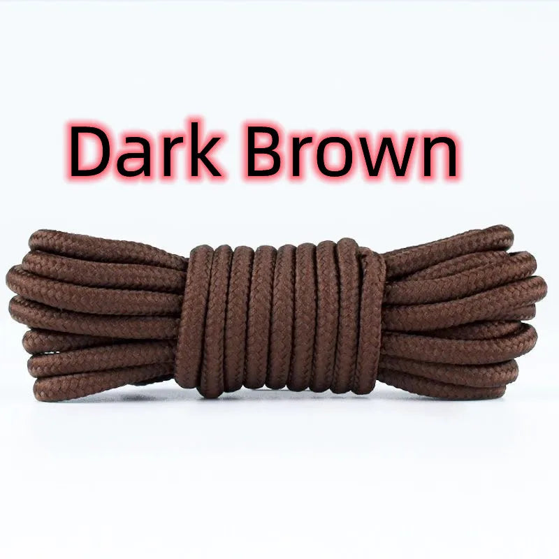 2pcs/ Pair Round Solid Polyester Black Brown Shoelaces For Marten Boot Women Men Outdoor Hiking Boots Sports Shoes Lace Strings