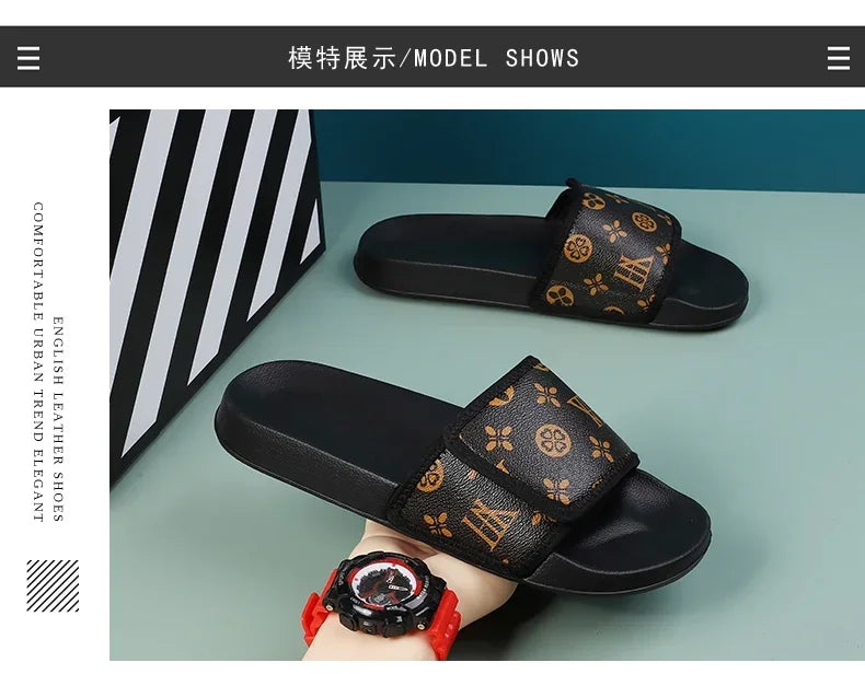 Slides Shoes for Men 2024 Slippers House Man Comfortable Men's Sandal Living Room Slippers Walk Around Home Flip Flop Slipper - Belvar