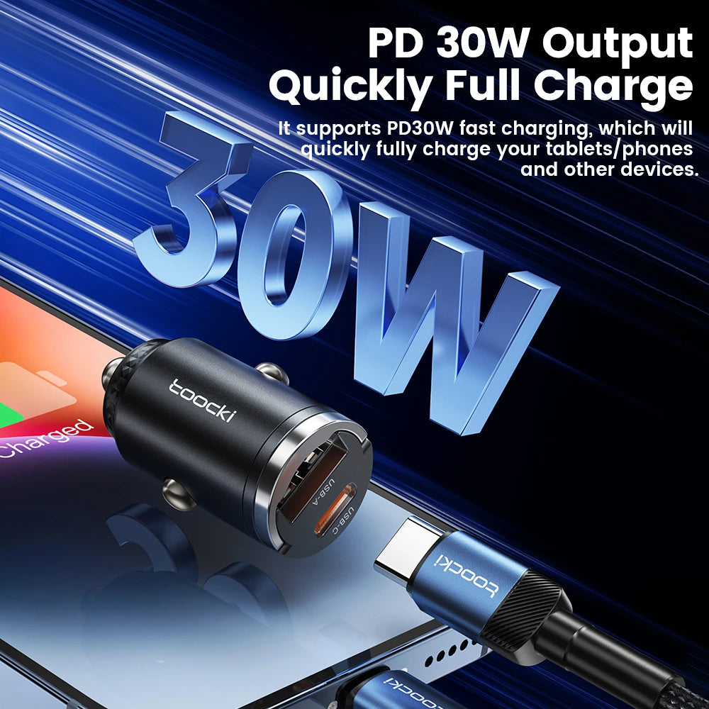 Toocki 45W Car Charger Fast Charging PPS 33W USB Type C Fast Charging For iPhone 15 14 13 12 Pro Huawei Samsung S23 Xiaomi 13 12