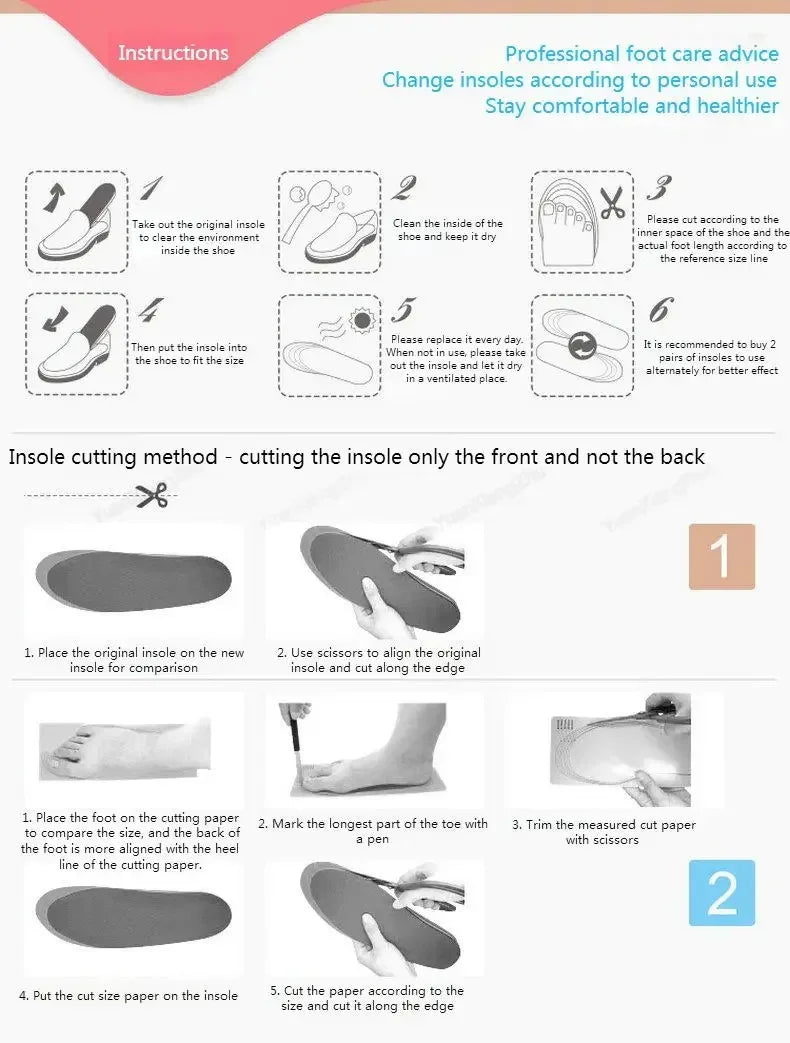 1Pair Sneakers Insoles Arch Support Orthopedic Shoes Insole for Feet Shock absorbing Shoe Pads Comfort Shoe Sole