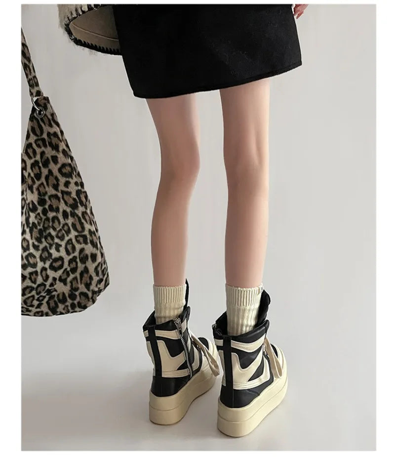 Shoes for Women Women's Ankle Boots Trendy Retro High-top Women's Shoes Fashion Casual Chunky Platform Luxury Designer Sneakers - Belvar
