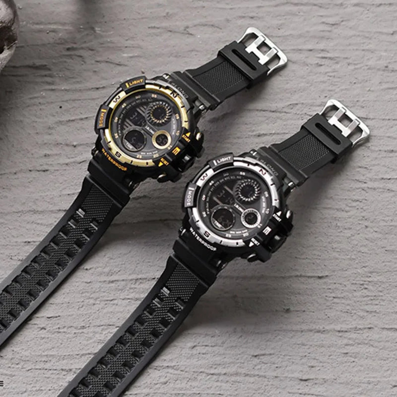 YIKAZE Men's Digital Electronic Watch Sports Glow 55mm Large Dial Student Outdoor Adventure Trend Multifunctional Watches Clock