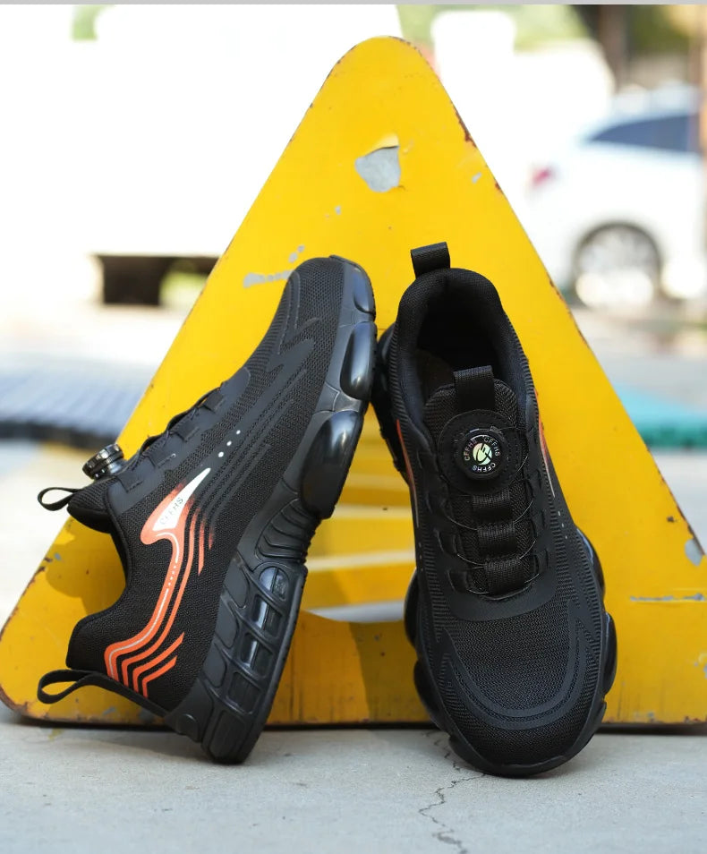 Work Shoes for Men Slip Resistant Comfortable Cushioned Insoles Safety Toe Lightweight Sneakers Anti-smash Industrial Shoes - Belvar