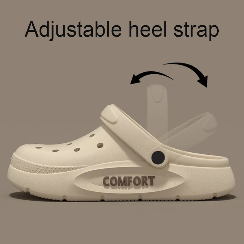 Women's Men's Slippers Summer Anti-Slip Couple Hollow Covered Toe Indoor Outdoor Casual Thick Bottom Sandals for Home Adults - Belvar
