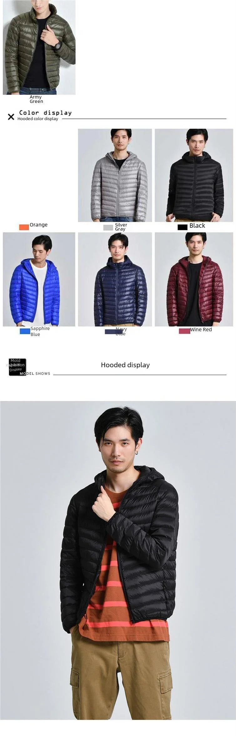 Trendy Lightweight Down Cotton Coat Men's Stand Collar Slimming Smooth Cotton Jacket For Youth Men Casual Scene