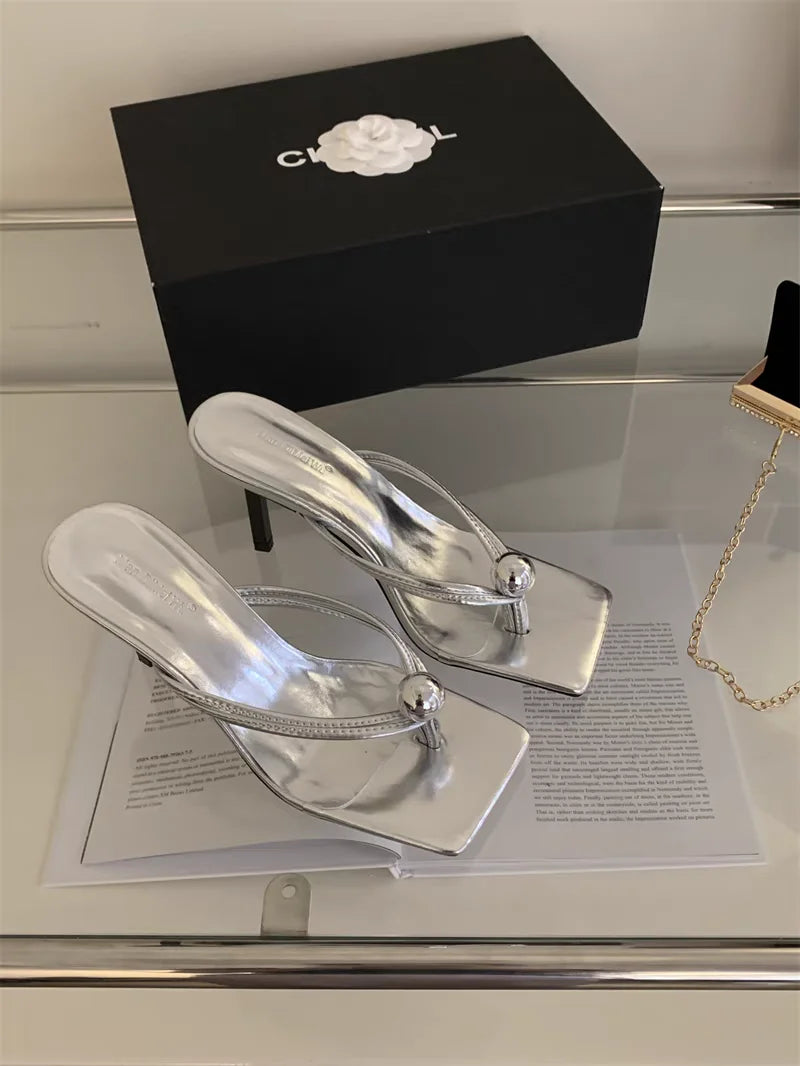 Women High Heels Slippers Designer Heeled Sandals Elegant Shoes Woman Summer 2025 Trend Fashion Fliop Flops Casual Slides Mujer - Belvar