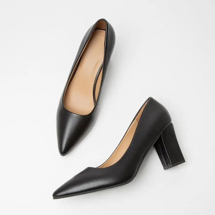 High Heels Women 2022 New Korean Style Pointed Shallow Mouth Thick Heel Fashion Shoes Sapatos De Mujer - Belvar
