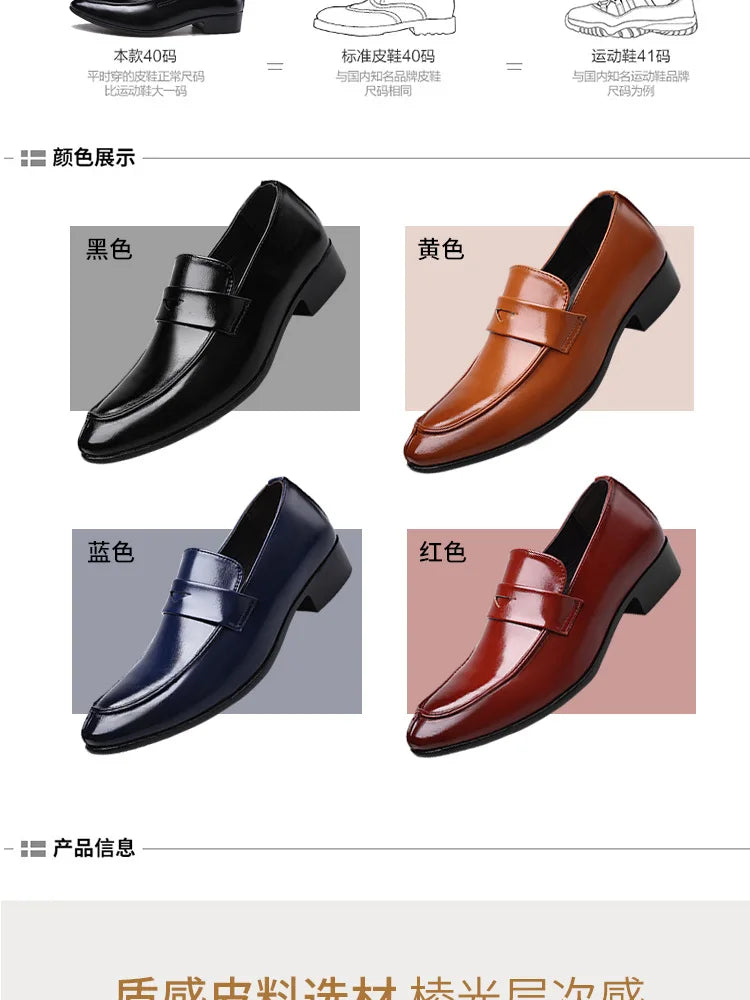 Men's Shoes Loafers Dress Man British Casual Single Leather Small Square Toe Mens Genuine Shoe Formal Black Elegant Good Quality - Belvar
