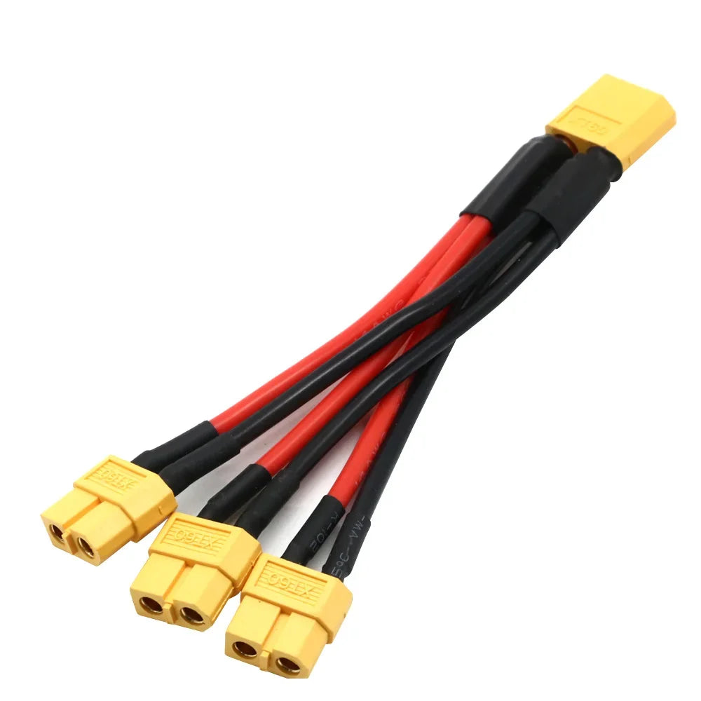 Silicon wire XT60 parallel battery connector male/female cable double extension Y splitter/RC battery motor with 3 way 14AWG