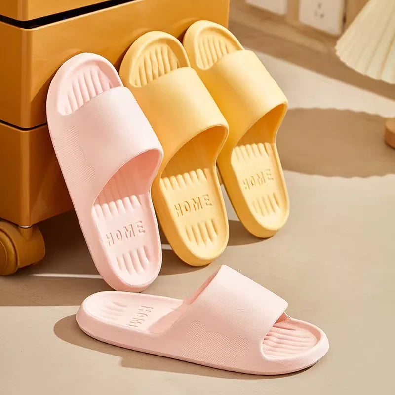 Soft Slippers Couples Home Outdoor Slipper Summer Women Bedroom Thick Bottom Shoes Beach Sandals Men Flip Flops Shower Shoes