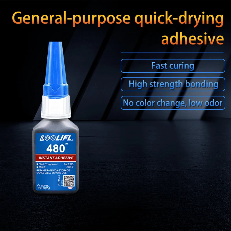 LOOLIFL 480 Black Super Black glue for Plastic Wood Metal tyres Rubber shoes Strong Adhesive Repair - Belvar