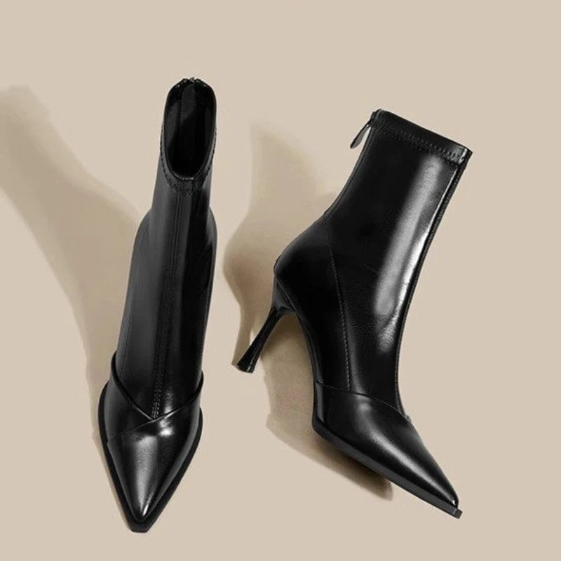 Women's Shoes High Heel Slim Ankle Boots Fashion Elegant Pointed Toe Short Booties 2025 Spring Autumn Laides Street Style Shoes