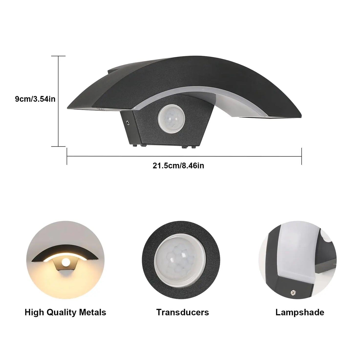 2 Pack Outdoor Wall Light, 12W Modern Exterior Wall Lighting with Motion Sensor, IP65 Waterproof Black Wall Lamp for Entryway