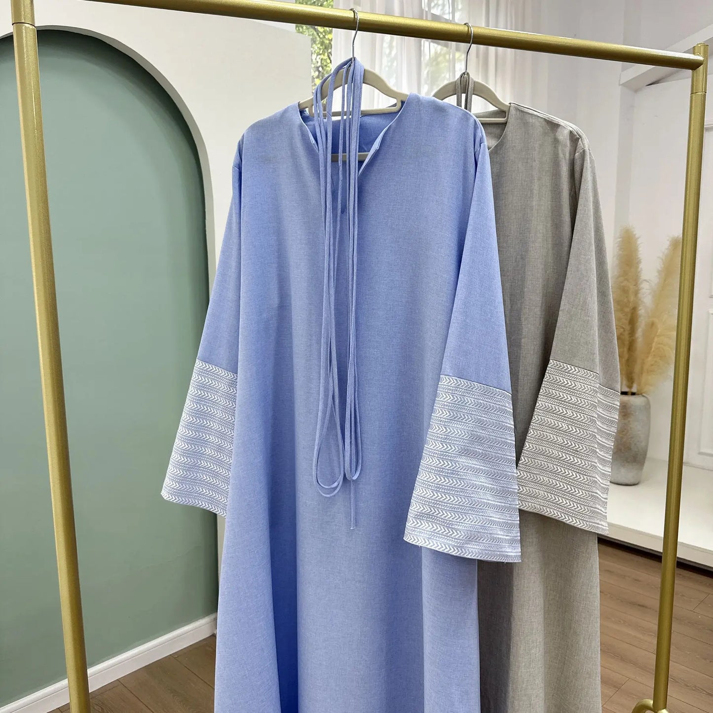 Saudi Arabic Embroidery Muslim Dress for Women Eid Party Gown Dubai Abaya Turkey Kaftan Islam Jalabiya Djellaba Caftan Marocain