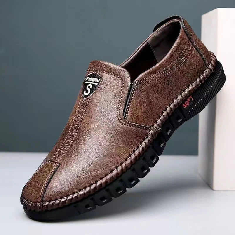 Men Leather Shoes Soft Sole Casual Shoes Autumn Comfortable Business Flats Man Lightweight Work Shoes Slip-on Driving Shoe Tenis - Belvar