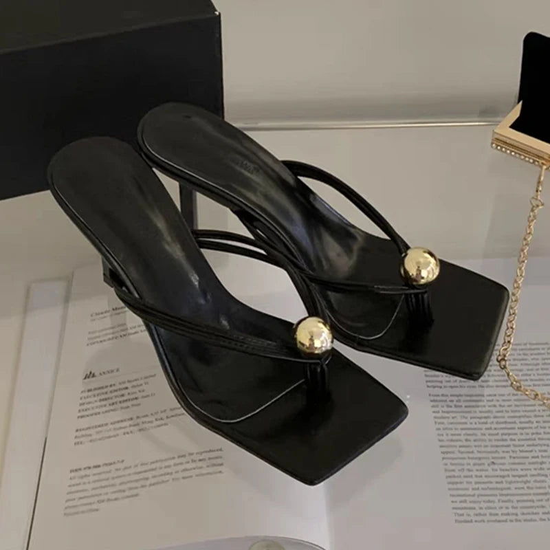 Women High Heels Slippers Designer Heeled Sandals Elegant Shoes Woman Summer 2025 Trend Fashion Fliop Flops Casual Slides Mujer - Belvar