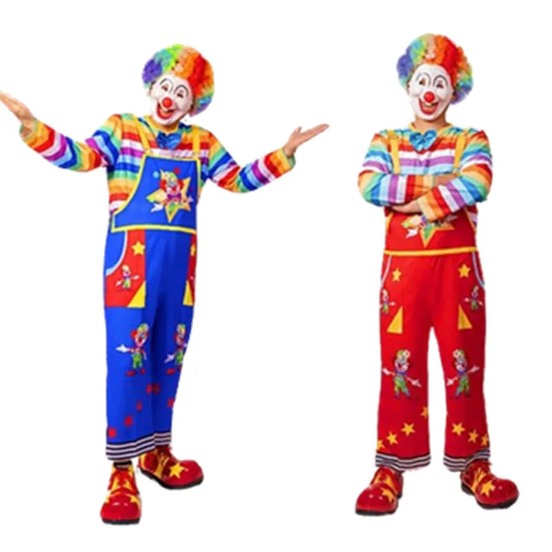 Red Blue Clown Cosplay Clothes Masquerade Party Dress Up Clothing Cute Anime Cosyume Suit For Men Carnival Clothing