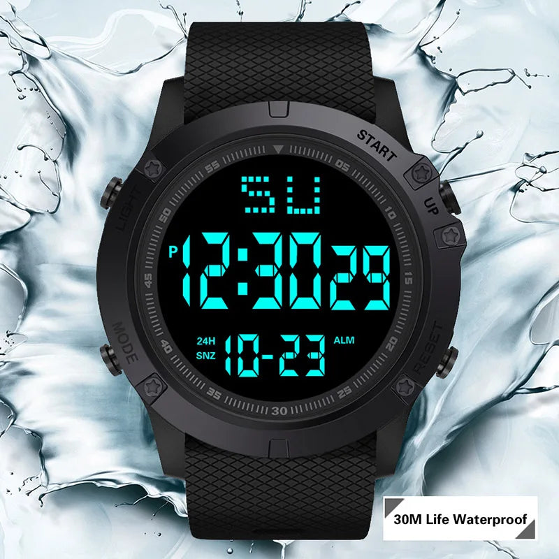 YIKAZE Men's Digital Electronic Watch Sports Glow 55mm Large Dial Student Outdoor Adventure Trend Multifunctional Watches Clock