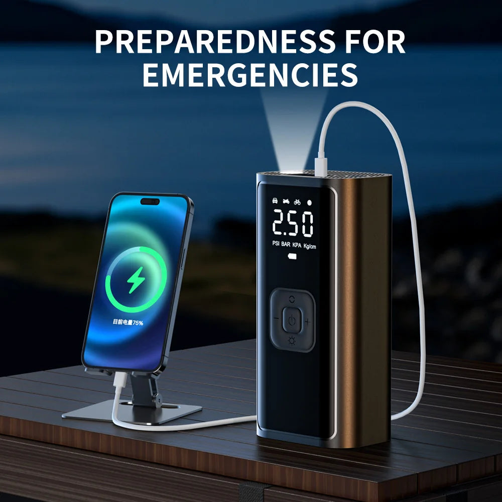 YIJU Rechargeable Car Air Pump Tire Inflator Portable Compressor Digital Cordless Car Tyre Inflator For Motocycle Bicycle Balls