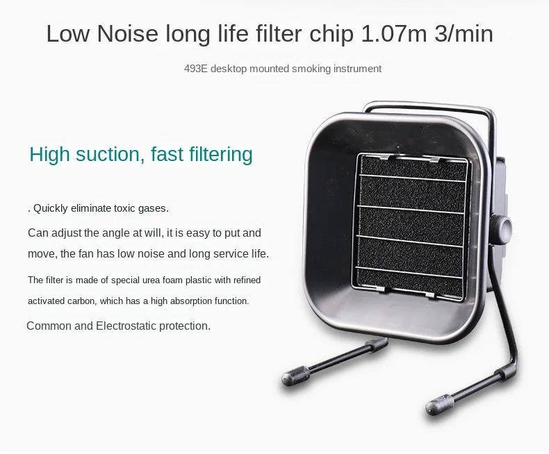 30W 50W 60W Adjustable Speed Solder Smoke Absorber ESD Fume Extractor Fan Pipe Duct Exhuast Fan with 2M Pipe Tub Ventilation Fan