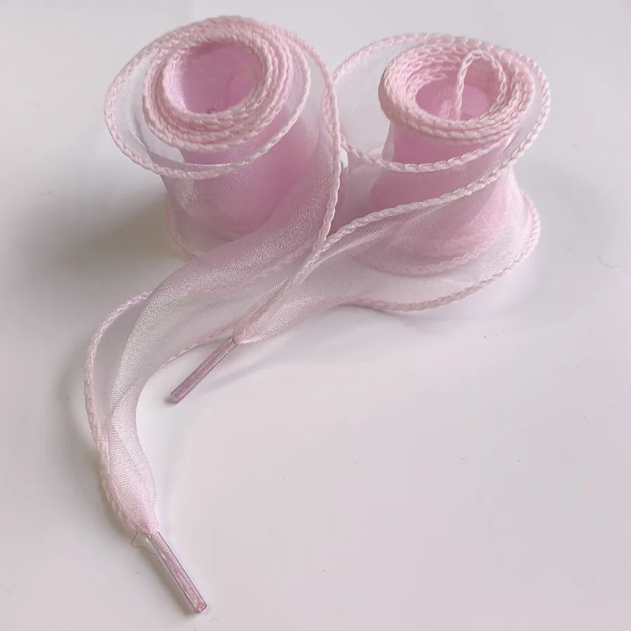4cm Wide Festoon Fishtail Organza Shoelaces Wave Chiffen Yarn Bow Laces Beauty White Casual Sneaker DE Training Shoes Laces