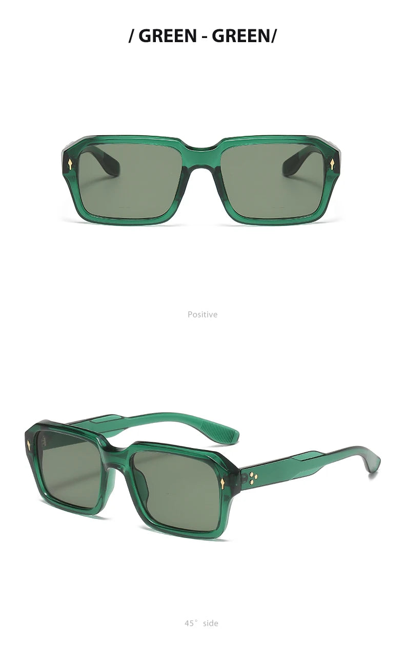 2024 New Square Sunglasses Personalized Sunscreen Ink High Quality Men's Retro Black Classic Rivet Fashion Glasses