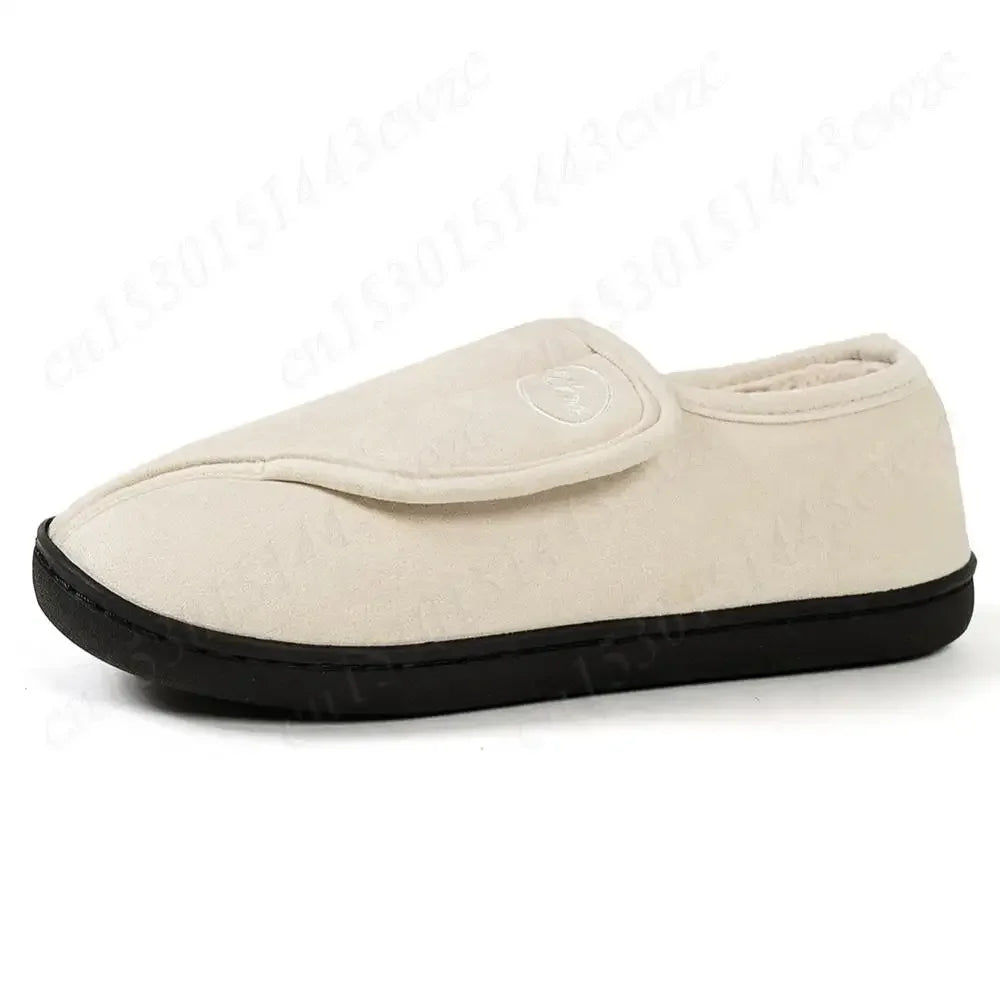 House Shoes for Men Suede Leather Slippers Non-Slip Slip-on Shoes Comfy Warm Plush Indoor/Outdoor for Diabetic Swollen Feet - Belvar