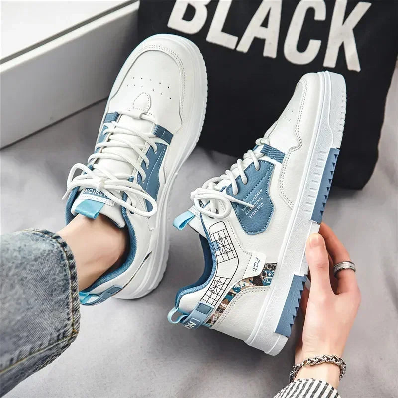 Men's shoes 2024 summer new breathable white shoes men's trendy and versatile thick soled sports board shoes trendy shoes - Belvar