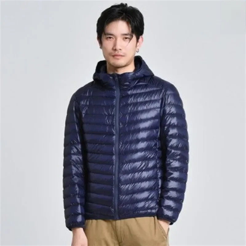 Trendy Lightweight Down Cotton Coat Men's Stand Collar Slimming Smooth Cotton Jacket For Youth Men Casual Scene