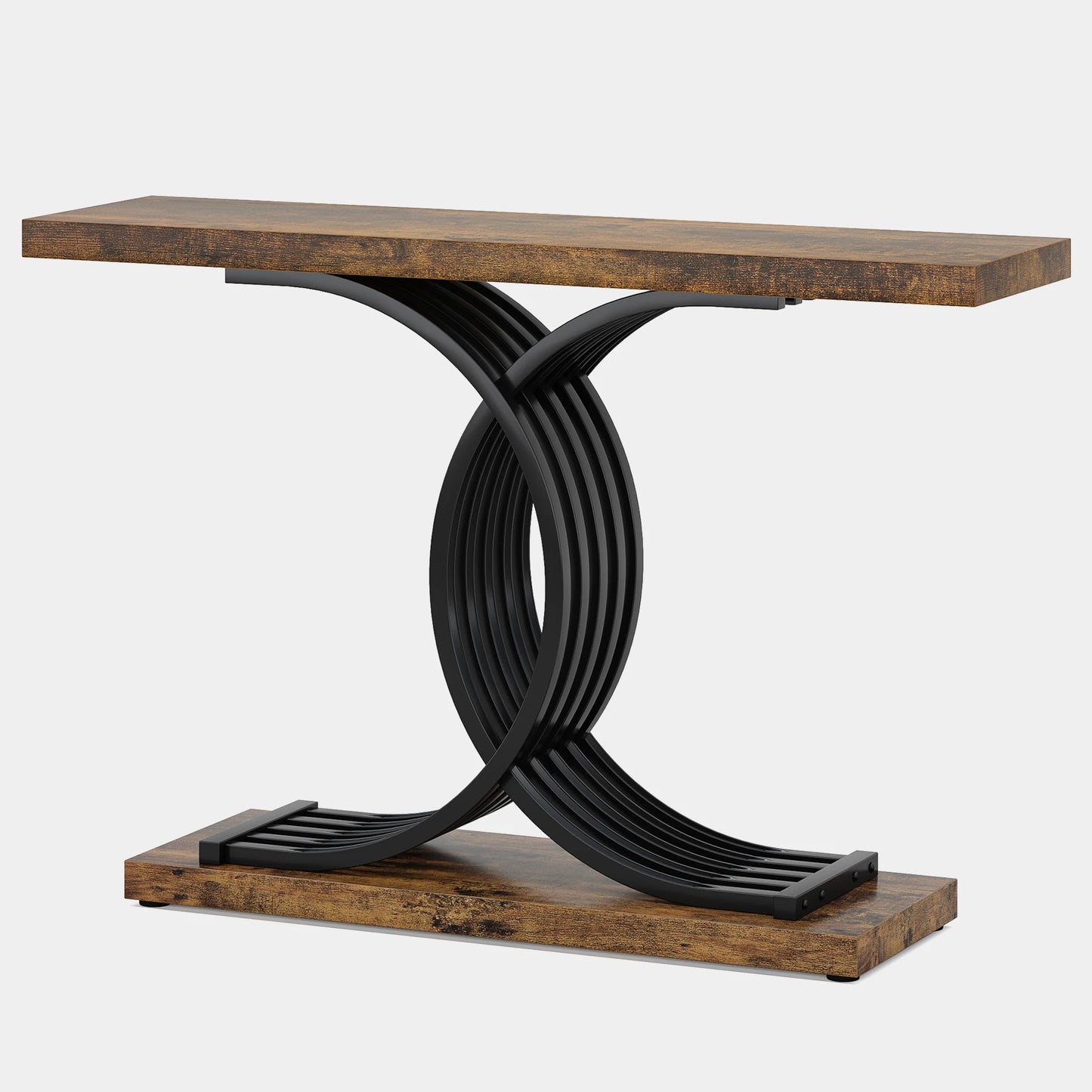 Tribesigns Gold Entryway Table, Modern 39-Inch Console Faux Marble Narrow Wood Sofa with Geometric Metal Legs