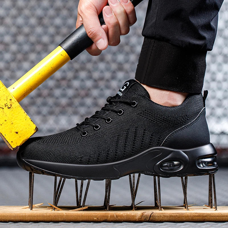 Safety shoes for men and women, breathable work sports shoes, steel toe shoes, puncture resistant safety protection shoes